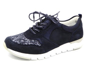 131-71-004 Dames Veterschoenen Comfort Waldlaufer 90802-306-763 Donkerblauw Wijdte H (216)